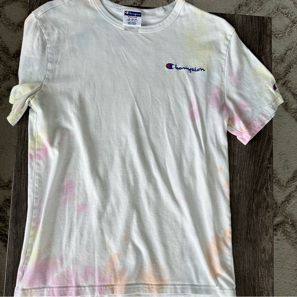 Champion white/tie dye t shirt